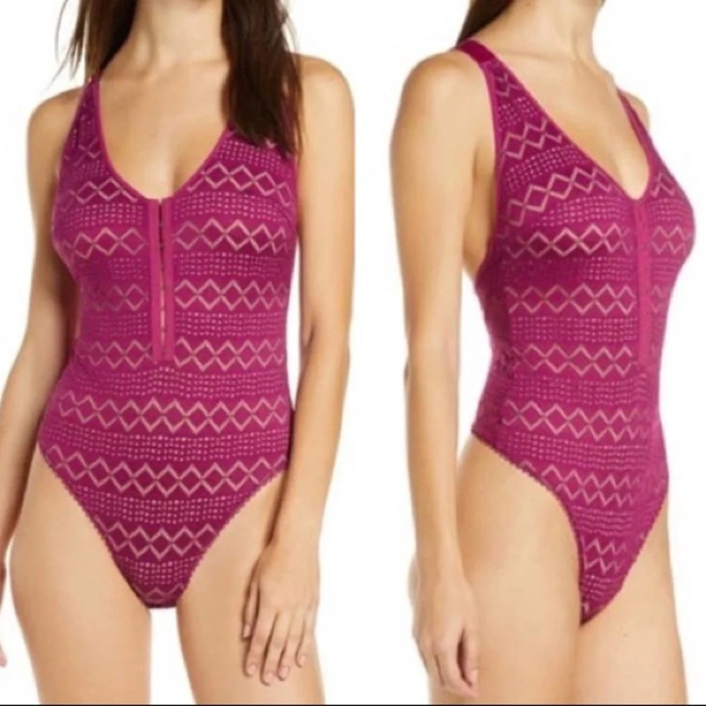 FREE PEOPLE Thank You Never Bodysuit Myrtle‎ Magenta